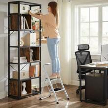 2-Step Ladder, Folding Ladder, Safety Lock, Space-Saving Storage - White - View 5