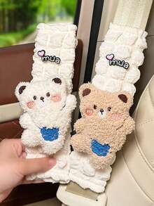 2pcs Car Seat Belt Covers, Cute Plush Doll Seat Belt Shoulder Pads, Soft Extended Couple Decorative Accessories, High-End Car Interior Protective Clothing - A - View 11