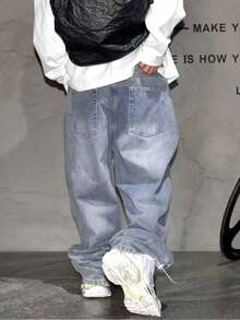 Teen B Grey Wide Leg Casual Jeans - Light Wash - View 2