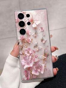 1pc Thick Butterfly Painted Shockproof Transparent Phone Case, Compatible With Samsung Galaxy S26/S26 PLUS/S26 Ultra, S25/S25 PLUS/S25 Ultra, A17, A07, A16, A36, A26, A56, A50, A12, A32, A52, A72, A51, A21S, A13, A14, S24/S24 PLUS/S24 Ultra, S22, A52, A53, A54, A55, And Compatible With Xiaomi 11/12 Pro/12/12X/13 Pro/14 Pro/15 Pro, Redmi 10/9/Note 9/12C/Note 11 Pro/Note 8 Pro - Multicolor - View 3