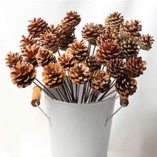 10pcs Artificial Pine Cones With Stems, Brown Pinecone Filler Flowers, Fake Plants For Home, Wedding, Fall Party, Living Room Decor, Thanksgiving DIY Christmas Wreath, Christmas Decoration, Winter Artificial Decor, Boho Style Decor, Outdoor Garden Table Decor, Women/Girls Home Decor Gift - Brown - View 4