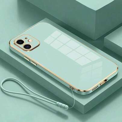 Keychain,Lanyard 1pc[Daily Essential]Pink/Purple Electroplated Phone Case, Compatible With Apple 17 Air/17 Pro/17 Pro Max | Gold Trim Lens Frame + Body Trim + Silicone Lanyard | Minimalist Style | Scratch-Resistant | Shock-Proof, Compatible With Apple 16/15/14/13/12/11/8/7/Pro/Pro Max/Plus, S8-S25/FE/Plus/Ultra, Redmi/ Phones - Apple 13 Reading, Apple 16 Reading - Holiday Gift, Birthday Gift, S26, OPPO MOTO REDMI NOTE INFINIX