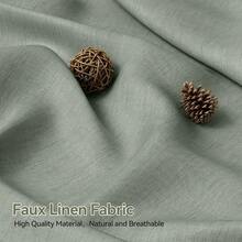 1 Elegant Sage Green Linen-Look Shower Curtain, 180x180 Cm With Tassels & 12 Hooks - 米色 - 查看 2