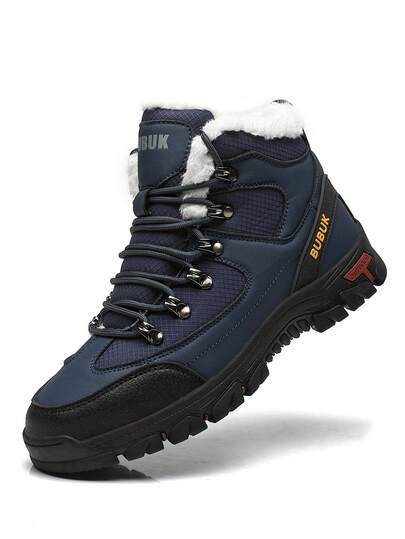 男士加绒内衬冬季加大码雪地靴 - 耐用防滑鞋底，保暖内衬，适合户外徒步和休闲穿着，冬季靴，户外徒步鞋，休闲商务鞋