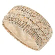 1条女士针织抓绒内衬发带，冬季保暖弹力护耳头巾，柔软加厚发带，适合寒冷天气和户外活动，可爱舒适的发饰礼品 - 彩色 - 查看 12