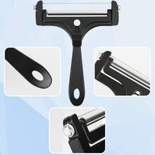 一套奶酪切片器套装，可调节厚度铁质手持式奶酪切片器，配有4根备用钢丝和扳手，适用于黄油、马苏里拉奶酪和切达奶酪等奶酪的切割。 - 黑色 - 查看 5