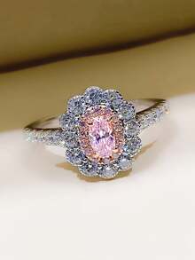 优雅向日葵戒指，镶嵌闪耀立方氧化锆——奢华双色设计，是婚礼和特殊场合的完美之选 - 戒指 - 查看 6