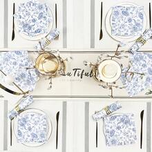 Bộ 20/60/100 khăn ăn họa tiết hoa cổ điển, chất liệu sứ xanh trắng, lý tưởng cho đám cưới, sinh nhật, tiệc ngoài trời - hoàn hảo cho nhà hàng, nhà bếp, quán cà phê, trang trí hoa. - màu xanh da trời - Xem 5