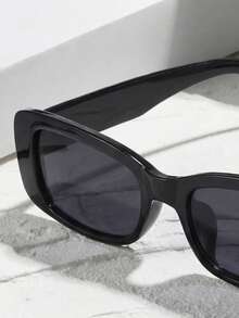 1 Cặp kính râm hình chữ nhật unisex, kiểu dáng retro, phù hợp để đeo hàng ngày, đi nghỉ mát và du lịch. - màu đen - Xem 3