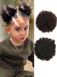 2pcs/Set Kids Fluffy Curly Hair Ties - Soft Synthetic Elastic Hair Bands Suitable For Various Bun & Ponytail Hairstyles