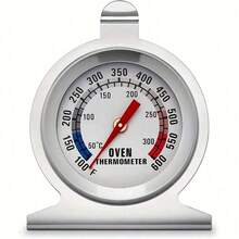 1pc Oven Thermometer, Range 50-300°C/100-600°F, 430 Stainless Steel Material, High Temperature Resistant Glass, Automatic Sensing, Accurate Temperature Measurement, Suitable For Kitchen, Cooking, Baking - Silver - View 2