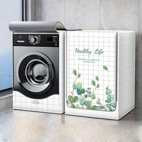 1pc Household Washing Machine Cover, Universal Drum Washer Dust-Proof, Waterproof, Heat-Resistant Cover, PEVA Material With Silver Printing, Zipper Design,Women's Day,Travel Essentials,Wedding Favours,Y2k,Bedroom,Car Accessories Women,Kitchen Decor,Wedding,Y2k,Party,Mother's Day Gift,Bedroom Decor,Garden,Kitchen Decor,Summer,Beach,Travel Essentials,Room Decor,Squishy,Graduation