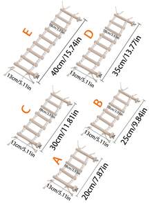 1pc Parrot Rope Climbing Ladder Rotating Perch Wooden Rope Bridge Stand, Educational Bird Supplies, Bird Cage Accessories, Parrot Toy - Rope Ladder - View 2