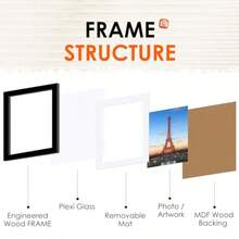 8x10 Picture Frame 1 Pack Photo Frame With HD Plexiglass Display Pictures 5x7 With Mat Or 8x10 Without Mat Picture Frames Collage For Tabletop Or Wall Display Black - 黑色 - 查看 3