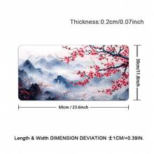 1pc Chinese Style Landscape And Plum Blossom Gaming Mouse Pad Large Mouse Pad For Keyboard And Mousepad Desk Mat With Non-Slip Base And Stitched Edge For Gaming And Office Computer Mat Protector Mat, Perfect For Gift - Multicolor - View 14
