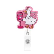 1pc Glitter Acrylic Badge Reel Retractable ID Card Holder Clip, Nurse/Doctor Badge Reel Gift, Retractable Badge Reel - Multicolor - View 14