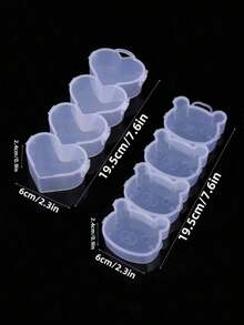 2个/1个多功能发圈收纳盒，透明塑料材质，带隔层和锁扣盖，心形和熊形首饰、糖果、珍珠、文具收纳盒，多功能家居收纳方案 - 彩色 - 查看 6