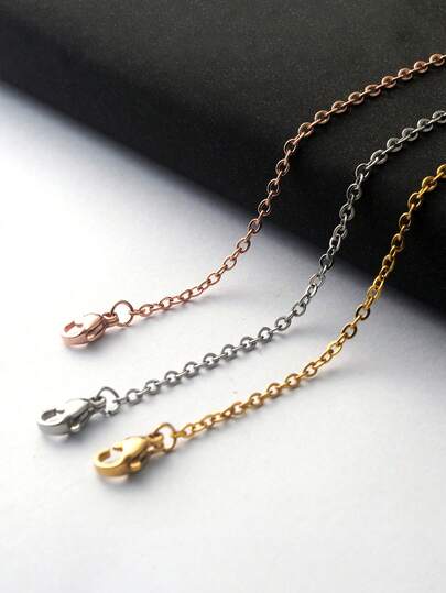 1pc Stainless Steel Vacuum Metallized Hypoallergized Pendant Chain, 2mm Wide, Stainless Steel Cross Chain Gold Titanium Steel Women's Necklace Rose Gold Flat O Chain Clavicular Chain Electroplated Choker Chain, Various Lengths