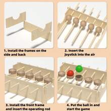Rotating Rolling Ball Tabletop Game, Hand Eye Coordination Training, Children's Puzzle Toys, Homemade Assembly, Spinning Game, Shaking Rolling Ball, Male And Female Competitive Puzzle Area, Tabletop Balance, Wooden Toys, Moving Hands, Brain Focus Exercise, Hand Eye Coordination Toys, Tabletop Interactive Toys, Gifts - Multicolor - View 4