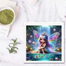 高品质钻石画套装，仙女主题，多种尺寸可选，5D全钻圆形钻石画DIY套装，全钻工艺，包装精美，适合家居客厅、厨房、卧室墙面装饰，也是馈赠亲友的理想之选。钻石画套装，休闲娱乐，放松身心。 - 彩色 - 查看 4