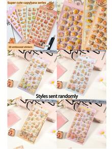 可爱水豚贴纸，精美日式透明创意手账贴纸，钻石宝石水晶手工装饰贴纸，圣诞节/感恩节/生日礼物 - 彩色 - 查看 4