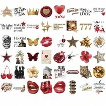 50pcs Red, Gold & Silver Lucky Stickers, Aesthetic Stickers, Y2K Stickers, Y2K Core Stickers, Y2K Gifts, Retro Stickers, 90s Stickers, Valentine's Stickers, Waterproof Vinyl Stickers For Envelopes, Water Bottles, Computers, Laptops, Phones, Luggage, Notebooks, Fridges, Etc. - G - View 4