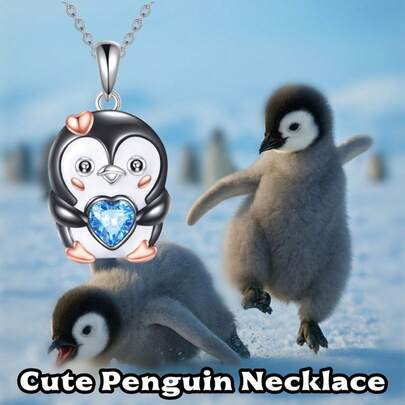 1pc Creative Cute Penguin Alloy Necklace - Stylish Casual Lovely Jewelry, Adorable Accessory For Daily Wear, Dates, Parties, Birthdays, Festival Gifts & Friend Presents