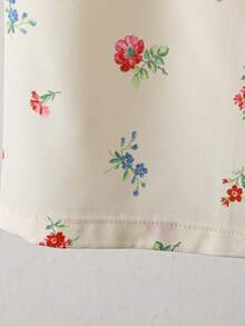 2件套女童夏季无袖V领荷叶边上衣和碎花裤休闲套装 - 杏色 - 查看 6