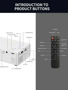 1台M200S便携式迷你投影仪，320*240P分辨率 | 有线手机投屏 | USB/SD/AV/HD/Type-C接口 | 适用于家庭、聚会、办公室、旅行、户外电影投影 | 无内置系统 | 附赠5V 2A适配器 - 黑色 - 查看 10