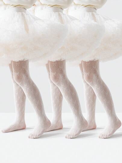 1pc Girls' Tights, Sweet Bow Decor, Skin-Friendly Soft Comfortable Breathable Leggings, Lightweight Casual Versatile, Suitable For Performance, Party, Holiday Gift, School, Valentine's Day, Daily Wear