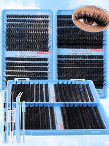 Bộ 640 sợi mi giả đơn sợi, dung lượng lớn, bộ tự làm mi giả tại nhà phù hợp cho người mới bắt đầu, bộ gồm mi giả tách sợi + keo + nhíp + cọ mi, mi giả dày, mềm mại với keo chuyên dụng, dụng cụ trang điểm, dễ sử dụng, có thể tái sử dụng, nhẹ và tự nhiên, thích hợp cho đi làm hàng ngày, dự tiệc đêm, đám cưới, cosplay. - Nhiều màu - Xem 3