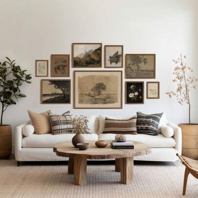 1/9PCS Vintage Farmhouse Style Canvas Poster. Deep Brown Color Tone. Retro Wall Art. Rural Style Painting. Home Furnishing Decoration! Room Decoration Aesthetics, Optional Frame.