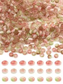 438pcs Set Imitation Cat Eye Glass Seed Beads, Round Shape, Bi-Color, Wheat/Lilac Purple/Cornflower Blue/Camel/Turquoise, Size: 4~4.5x2.5~3mm, Hole: 1.2~1.5mm - Rondelle - View 6