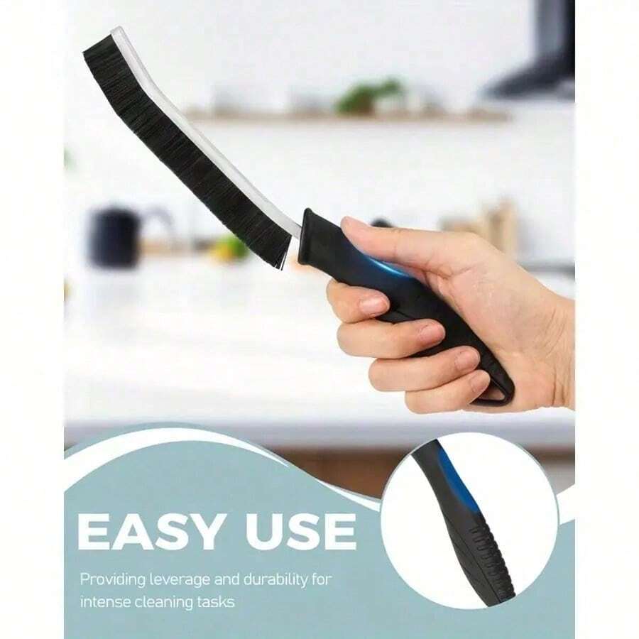 1-Pack Multi-Functional Crevice Cleaning Brush - Durable Stiff Bristle Gap Brush For Kitchen, Bathroom, Windows, And Stovetops - Essential Home Cleaning Tool With Ergonomic Handle | Ergonomic Handle Brush | Plastic Brush, Bathroom Cleaning Supplies - 黑色 - 查看 1