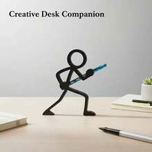 1pc 3D Printed Matchstick Warrior Pen Holder, Funny Desk Organizer, Surprise Gift, Collectible - Multicolor - View 6