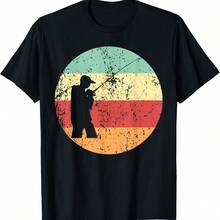 Fishing Vintage Fisher Cool Retro 1970's Style Circle T-Shirt - 紅色 - 查看 1