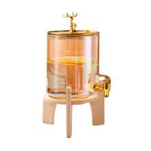 Heat-Resistant Thick Glass Fruit Drink Dispenser, Juice Pitcher, Household Cold Water Pot, Cola Bucket, Cocktail Bucket, Ice-Chilled Sealed - Gold - View 6