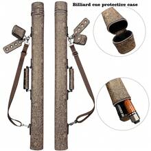 Heavy-Duty Gold-Brown PVC Billiard Cue Case - Impact-Resistant Protective Cover, Chinese Pattern Design With Gold Accents, Fits 1/2 Size Cue Sticks, Suitable For American/English Pool, Scratch-Resistant