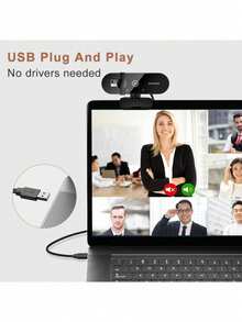 适用于电脑的 2K/4K 网络摄像头，1080P 高清，USB 接口，带麦克风，自动对焦，支持全高清 1080P 分辨率