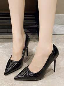 Women's Fashion High Heel Shoes, New 2026 Pointed Toe Versatile Work Pumps, Plus Size Bridal Shoes, Elegant Style - Black - View 1
