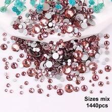 SS6 2MM-SS30 6.4MM, 7 Sizes, Non-Hot Fix, Adhesive Round Flat Bottom Glass Crystal Rhinestones, Multi-Color Crystal Gemstone Jewelry Beads DIY Glass Stone Diamond Design Accessories, Glitter Nail Art Stickers Decoration, Suitable For Phone Cases, Clothes, Bags, Shoes, Crafts - Multicolor - View 78