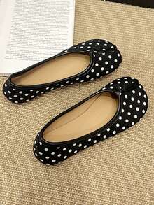 2026 New Black Polka Dot Soft Leather Split-Toe Mule Shoes | Retro Low-Cut Slip-On Shoes, Versatile For Commuting, Dating, Mid-Autumn Festival, National Day, Christmas, Halloween, Thanksgiving, Daily Wear - Multicolor - View 10