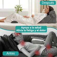 Almohada de cuña antireflujo con respaldo grande ajustable - Negro - Ver 4