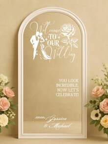 定制镜面贴纸婚礼座位表贴纸 - 婚礼标牌装饰 DIY 婚礼贴纸 - 座位表镜面贴纸 欢迎来到婚礼镜面贴纸 - 定制镜面字母贴纸 - 新婚快乐 - 婚礼装饰/现代婚礼欢迎标牌/个性化新人姓名和日期 - 彩色 - 查看 5