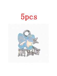 5pcs Dreamy Butterfly & Star Shaped Alloy Pendant Charms, DIY Jewelry Making Supplies For Women - Multicolor - View 9