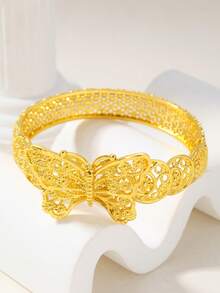 1 pieza Brazalete vintage estilo oriental dorado, adecuado para vacaciones, regalos y uso diario - Amarillo Oro - Ver 6