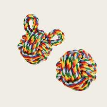 2pcs Dog Rope Balls, Pet Chew Toys, Knotted Braided Rope, Dogs & Cats Bite Small Balls, Teeth Grinding, Tug Of War And Boredom Relief - Color - View 4