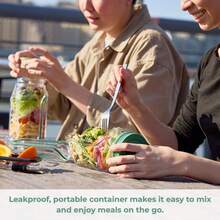 ORIGINAL SALAD POD- Salad Pod Mason Jar Side Open, Original Salads Jar With Side Opening For Lunch, Portable Salads Dressing Container With Lid For Travel Leakproof Dressing Compartment Microwave - 透明 - 查看 6