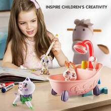 DIY浴室可爱宠物涂鸦套装，包含卡通动物玩具、浴缸、淋浴喷头和可重复使用的水洗画笔。儿童艺术手工套装，创意绘画套装。理想的生日、节日和派对礼物。 - 彩色 - 查看 3