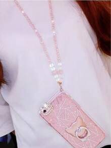 1条菱形水晶粉色手机挂绳，适合作为送给女朋友的礼物 - 粉色 - 查看 3